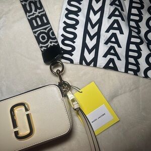 Marc Jacobs Ivory and Black Logo Crossbody